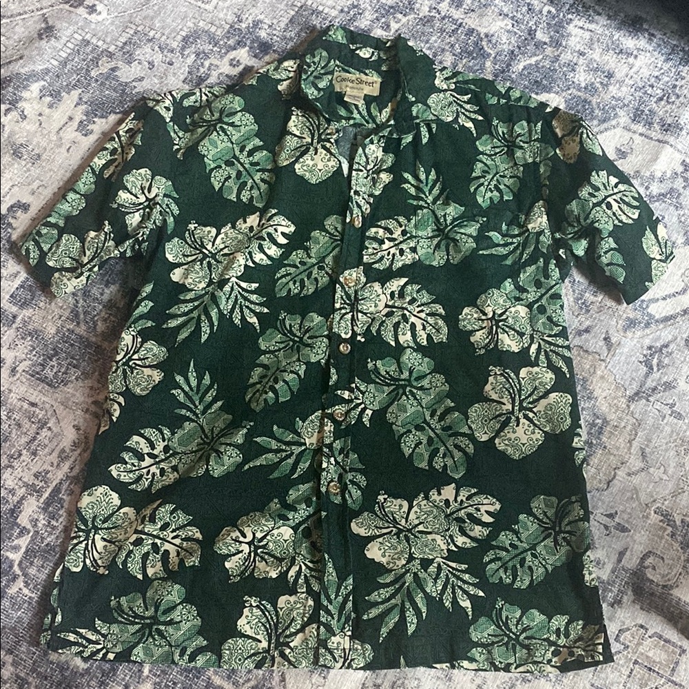 Green Floral Hawaiian Shirt FROM HAWAII